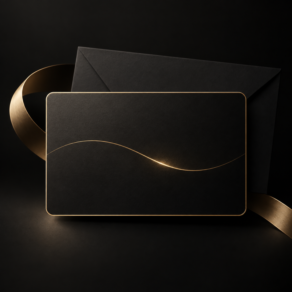 Gift card digitale nera e oro dello studio Monica Secca e Martina Zanni